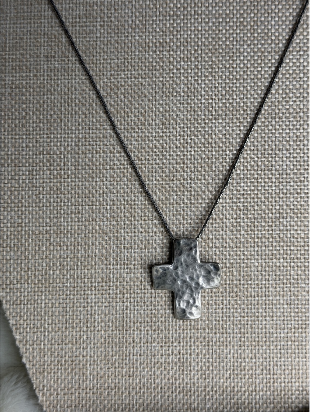 Vintage Silpada Sterling Silver Hammered Abstract Cross Necklace Retired N0732